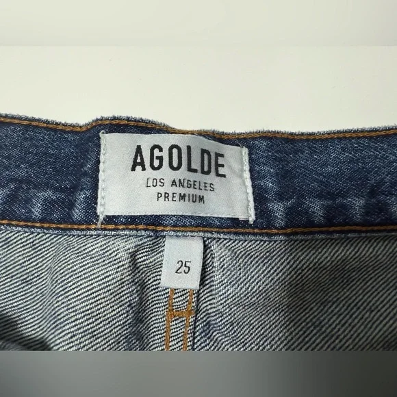 AGOLDE Parker Vintage Cut Off Denim Shorts Distressed Raw Hem Dark Wash Size 25 - Picture 4 of 6